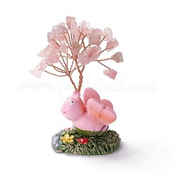 Natural Rose Quartz Chips & Resin Pedestal Display Decorations&nbsp;DJEW-A001-03D