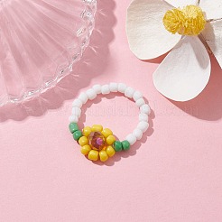 3Pcs 3 Style Glass Seed Beaded Stretch Rings&nbsp;RJEW-JR00658