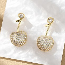 Cherry Brass Micro Pave Cubic Zirconia Stud Earrings&nbsp;EJEW-M077-12G-02