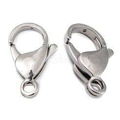 Tarnish Resistant Polished 316 Surgical Stainless Steel Lobster Claw Clasps&nbsp;STAS-R072-18A