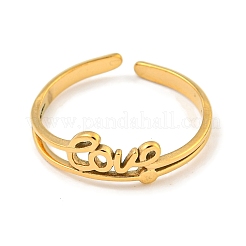 Ion Plating(IP) 304 Stainless Steel Word Love Open Cuff Ring for Women&nbsp;RJEW-A043-17G
