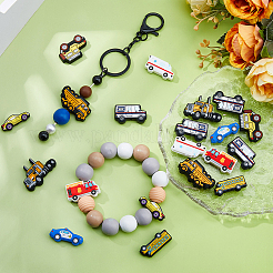 18Pcs 9 Styles Food Grade Eco-Friendly Cartoon Vehicle Silicone Focal Beads&nbsp;SIL-HS0001-04
