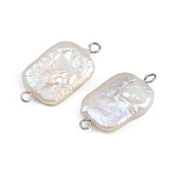 Natural Freshwater Pearl Keshi Pearl Rectangle Connector Charms&nbsp;STAS-D378-17P