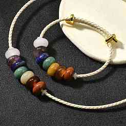 Rondelle Chakra Natural Gemstone Beads Bracelets & Necklaces Sets&nbsp;G-P561-01G-03