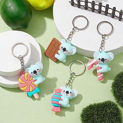 4Pcs 4 Styles Cartoon Candy Koala PVC Plastic Keychain&nbsp;KEYC-JKC00668-S