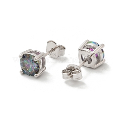 925 Sterling Silver Moissanite Rhinestone Stud Earrings&nbsp;EJEW-U042-04P