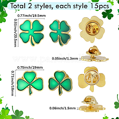 30Pcs 2 Styles Clover Enamel Pins&nbsp;JEWB-SC0001-86