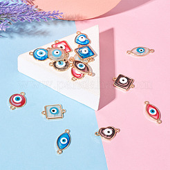 32Pcs 16 Styles Evil Eye Zinc Alloy Epoxy Resin Connector Charms&nbsp;ENAM-TA0001-33