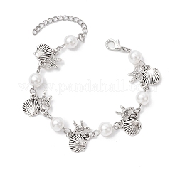Ocean Series Alloy Shape Shell & Starfish Link Bracelets&nbsp;BJEW-JB11840-01