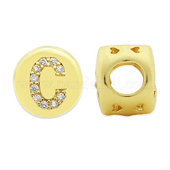 Brass Micro Pave Clear Cubic Zirconia Beads&nbsp;KK-T030-LA843-CX3