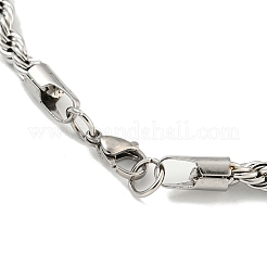 Tarnish Resistant 5MM 201 Stainless Steel Rope Chain Bracelets for Women&nbsp;BJEW-R318-02P