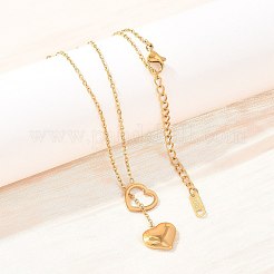 304 Stainless Steel Heart Pendant Lariat Necklaces for Women&nbsp;NJEW-A064-05G