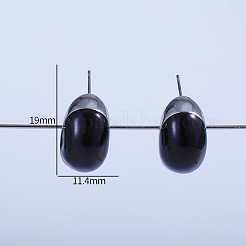 Black Oval Brass Stud Earrings&nbsp;CU2619