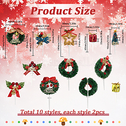20Pcs 10 Styles Christmas Theme Plastic Cake Insert Card Decoration&nbsp;AJEW-SC0003-54A