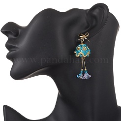 Christmas Bell Brass Glass Dangle Stud Earrings&nbsp;EJEW-MZ00612-02