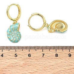 Brass Enamel Hoop Dangle Earrings for Women&nbsp;EJEW-A167-07G
