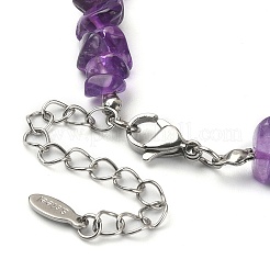 Natural Amethyst Chips Beaded Necklace & Stretc Bracelet&nbsp;SJEW-JS01281-01