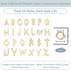 26Pcs 26 Styles Brass Letter Connector Charms with 52Pcs Open Jump Rings&nbsp;KK-CN0002-66