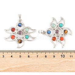 Chakra Natural Tiger Eye & Natural Lapis Lazuli & Natural Carnelian & Synthetic Turquoise & Glass Pendants&nbsp;G-NH0025-13P