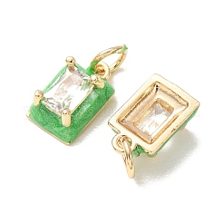 Brass Micro Pave Clear Cubic Zirconia with Enamel Charms&nbsp;CU-K002-51G-B