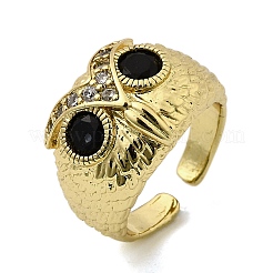 Brass Micro Pave Cubic Zirconia Adjustable Cuff Rings for Women&nbsp;RJEW-L130-006G