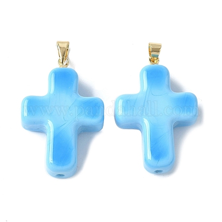 Handmade Lampwork with Brass Pendants LAMP-I030-01G-05-1