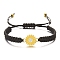 Alloy Cord Bracelets, with Wax Cord, Daisy, Black, Inner Diameter: 2-3/8 inch(6cm)