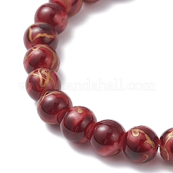 2Pcs Round Baking Paint Drawbench Style Glass Beaded Stretch Bracelet Sets&nbsp;BJEW-JB12652