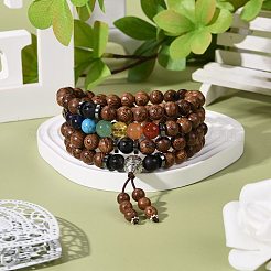 Natural Wood Stackable Beads Bracelets for Men Woman&nbsp;BJEW-JB07022-01