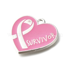 Breast Cancer Pink Awareness Ribbon Theme Alloy Enamel Pendants&nbsp;ENAM-C026-01F-S