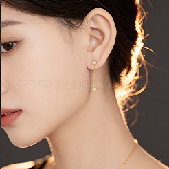 Brass Pave Cubic Zirconia Stud Dangle Earrings for Women&nbsp;WGCC952-01