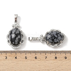 Natural Snowflake Obsidian Oval Pendants&nbsp;G-NH0025-15P-19