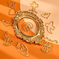 16Pcs 8 Style Halloween Theme Alloy Open Back Bezel Pendants&nbsp;PALLOY-CJ0002-14