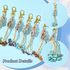 7Pcs Natural & Synthetic Gemstone Pendant Decorations&nbsp;HJEW-FS00053
