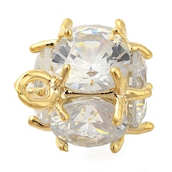 Round Rack Plating Brass with Cubic Zirconia Pendants Charms&nbsp;KK-S396-14