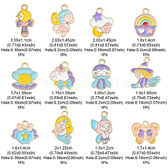 12Pcs 12 Style Alloy Enamel Pendants&nbsp;ENAM-YW0002-76