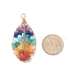 Chakra Natural Mixed Stone Chip Big Pendants&nbsp;PALLOY-JF01662-01