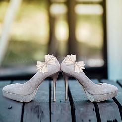 2Pcs Bowknot Polyester Rhinestone Shoe Decorations&nbsp;FIND-GO0002-35