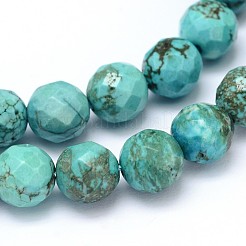 Faceted Round Natural Magnesite Beads Strands&nbsp;TURQ-C003-8mm-12