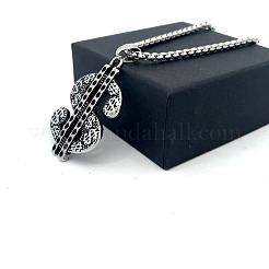 Hip-hop Style 304 Stainless Steel Dollar Sign Pendant Necklaces for Men and Women&nbsp;XW0078