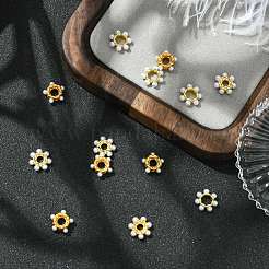 15Pcs 3 Styles Rack Plating Flower Brass Beads&nbsp;KK-CJ0002-66