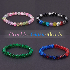 Spray Painted Crackle Glass Beads&nbsp;CCG-PH0002-01-8mm