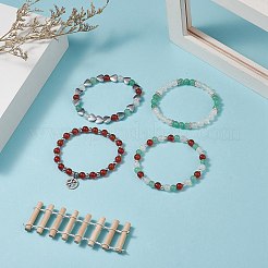 Natural Carnelian(Dyed & Heated) & Green Aventurine & White Agate Beaded Stretch Bracelet Set&nbsp;BJEW-JB09182