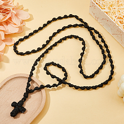 2Pcs Polyester Braided Cord Cross Pendant Prayer Necklaces&nbsp;NJEW-DC0001-19