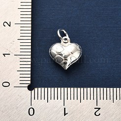 925 Sterling Silver 3D Textured Heart Charms&nbsp;STER-U009-10S-02
