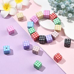 24Pcs 8 Colors Printed Opaque Acrylic Beads&nbsp;MACR-FS0002-47
