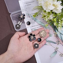 6Pcs 3 Styles Flat Round & Flower Alloy Cufflinks&nbsp;FIND-ME0004-47