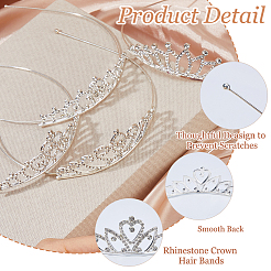 12Pcs 12 Styles Alloy Rhinestone Hair Bands&nbsp;OHAR-HS0001-05
