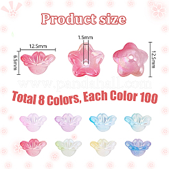 800Pcs 8 Colors UV Plating Iridescent Acrylic Bead Caps&nbsp;OACR-PH0004-29