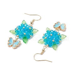 304 Stainless Steel Flower with Butterfly Dangle Earrings&nbsp;EJEW-MZ00455